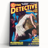 Dime Detective Magazine Cover Art – Retro Murder Mystery Wall Decor