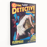 Dime Detective Magazine Cover Art – Retro Murder Mystery Wall Decor
