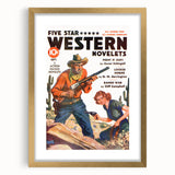 Vintage Magazine Cover Art - Retro Western Action Wall Print