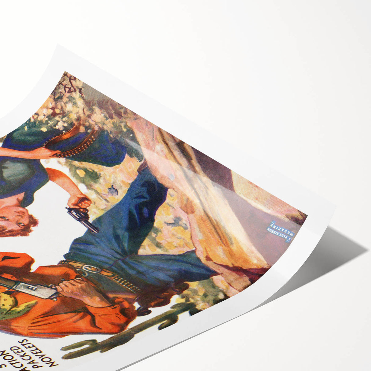 Vintage Magazine Cover Art - Retro Western Action Wall Print