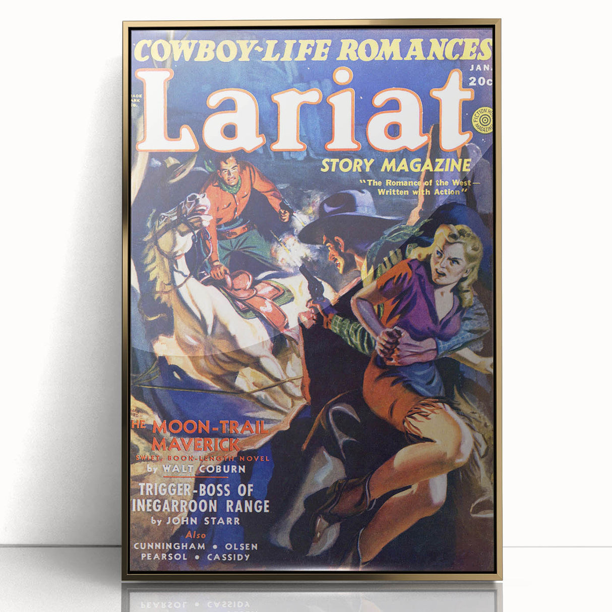 Vintage Magazine Cover Art - Western Romance Action Wall Print