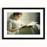 Vintage Portrait Art | Antique Portrait of Woman Reading Book