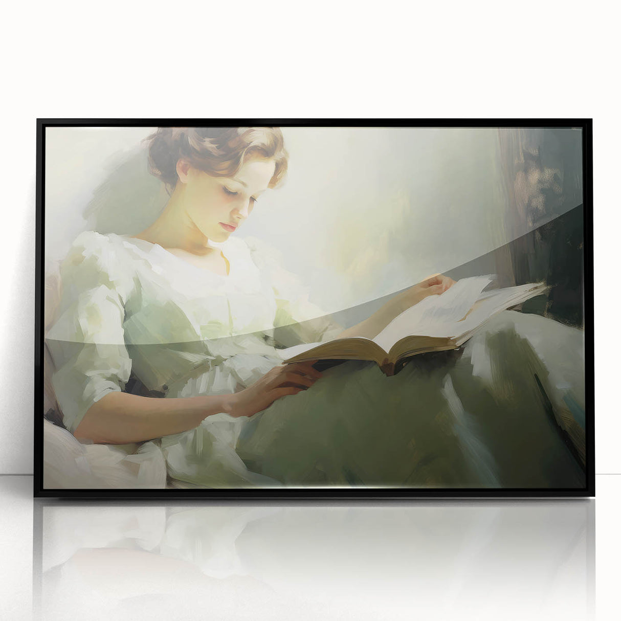 Vintage Portrait Art | Antique Portrait of Woman Reading Book
