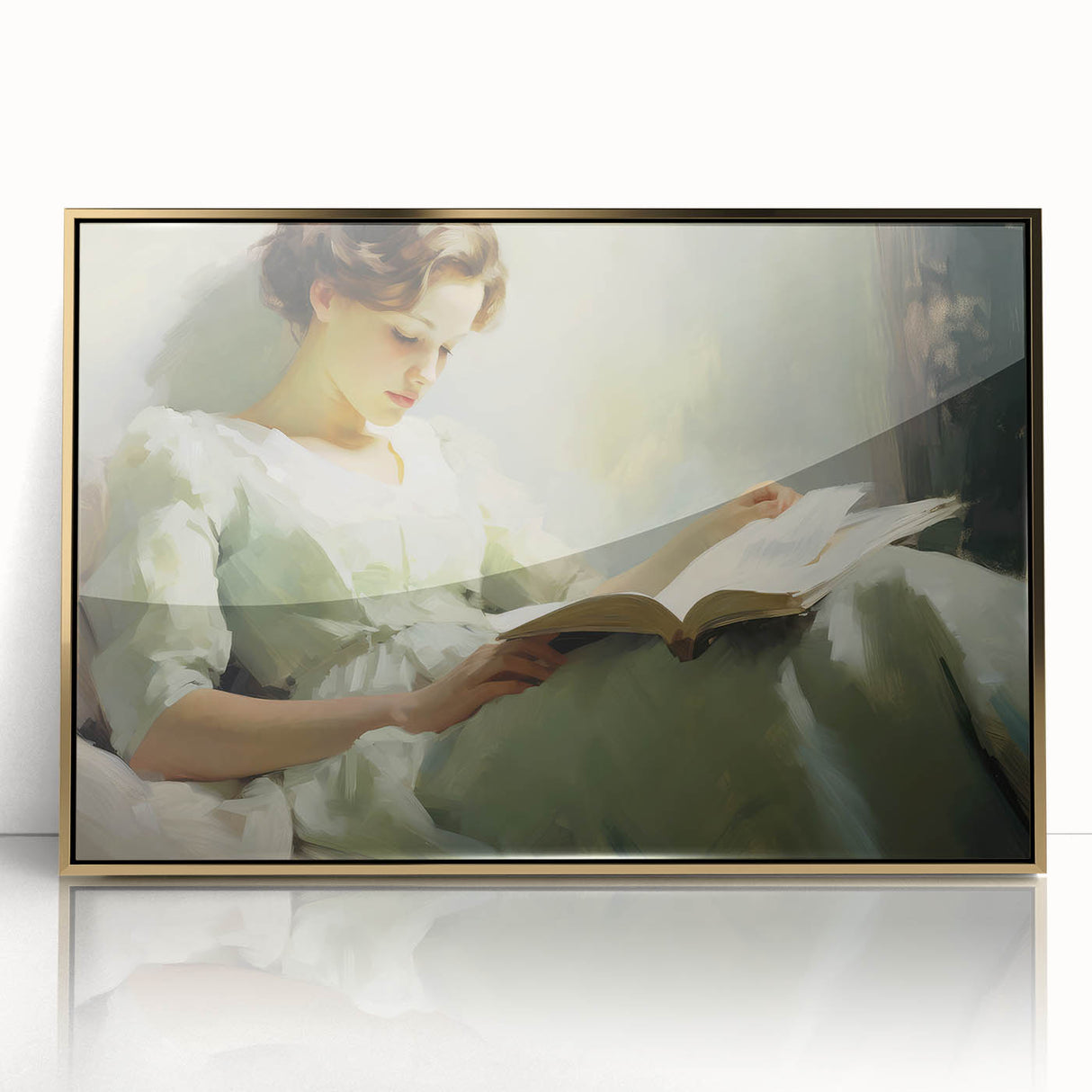 Vintage Portrait Art | Antique Portrait of Woman Reading Book