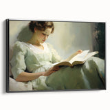 Vintage Portrait Art | Antique Portrait of Woman Reading Book