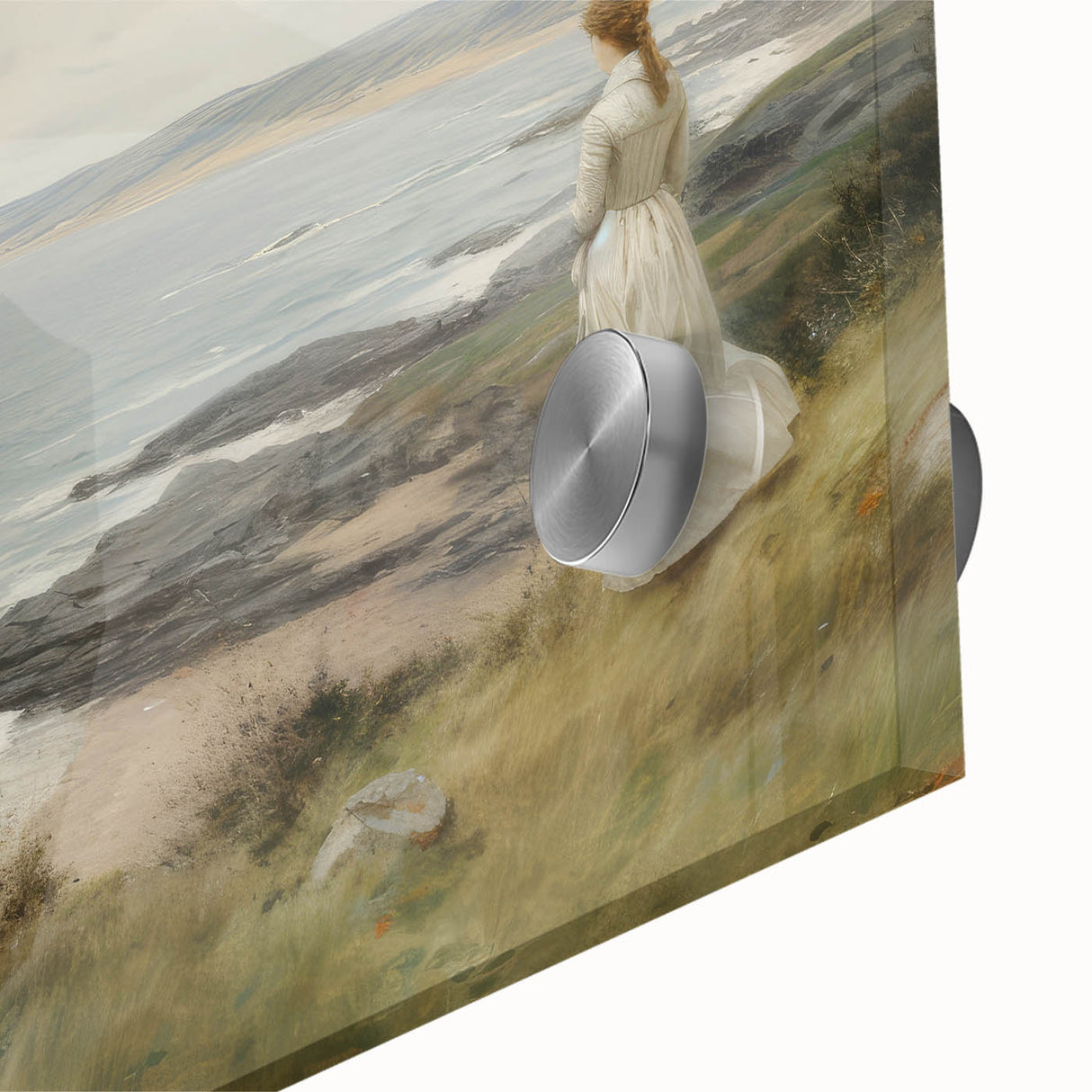 Vintage Portrait Art | Woman Overlooking Coastal Cliffs