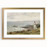Vintage Portrait Art | Woman Overlooking Coastal Cliffs
