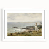 Vintage Portrait Art | Woman Overlooking Coastal Cliffs
