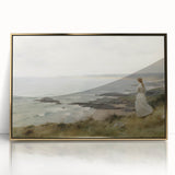 Vintage Portrait Art | Woman Overlooking Coastal Cliffs
