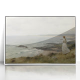 Vintage Portrait Art | Woman Overlooking Coastal Cliffs