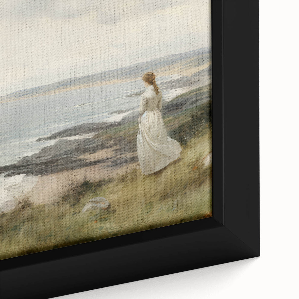 Vintage Portrait Art | Woman Overlooking Coastal Cliffs