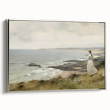 Vintage Portrait Art | Woman Overlooking Coastal Cliffs