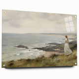 Vintage Portrait Art | Woman Overlooking Coastal Cliffs