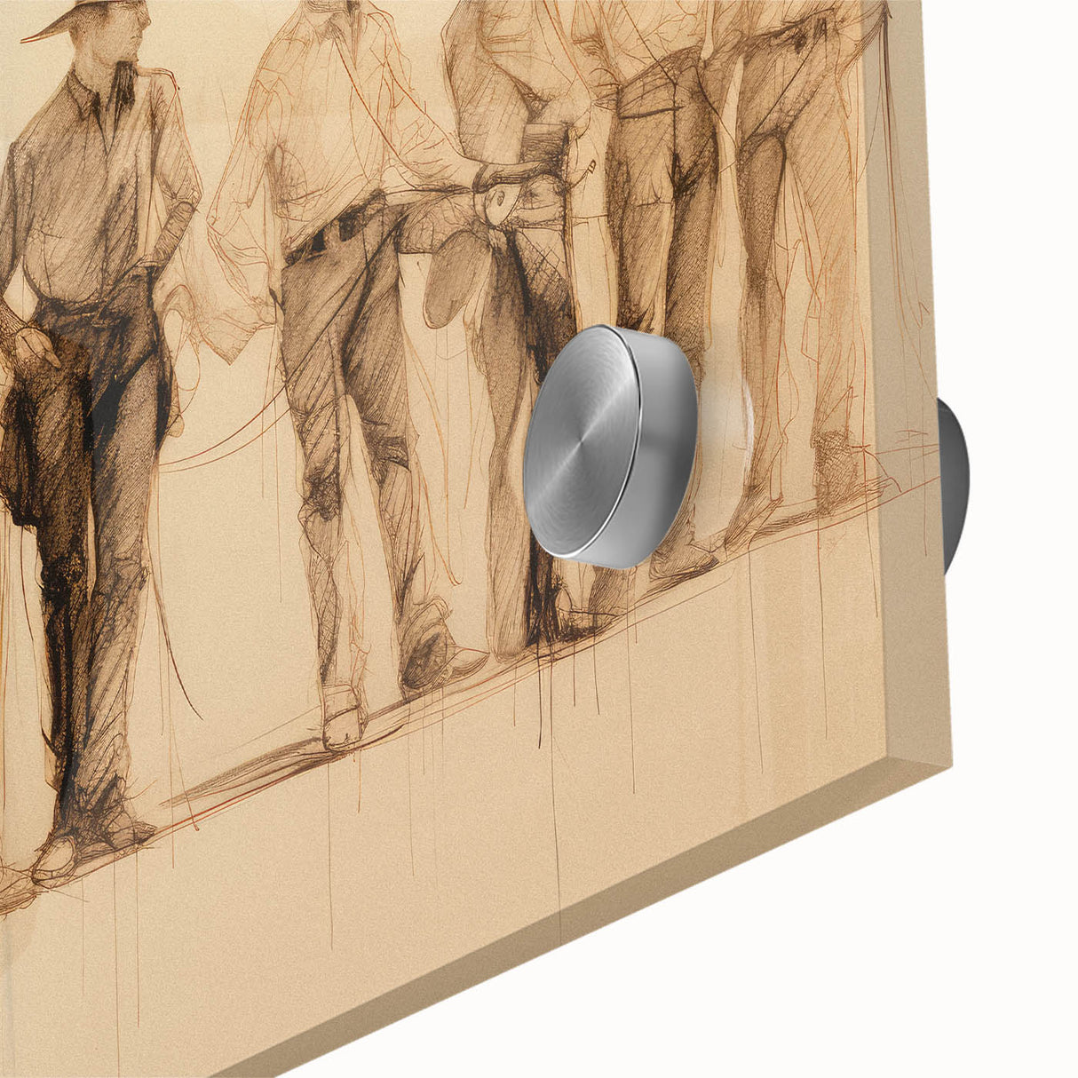 Vintage Portrait Art | Western Cowboys Sketch in Sepia Tone