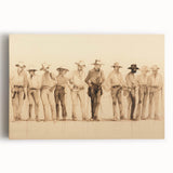 Vintage Portrait Art | Western Cowboys Sketch in Sepia Tone