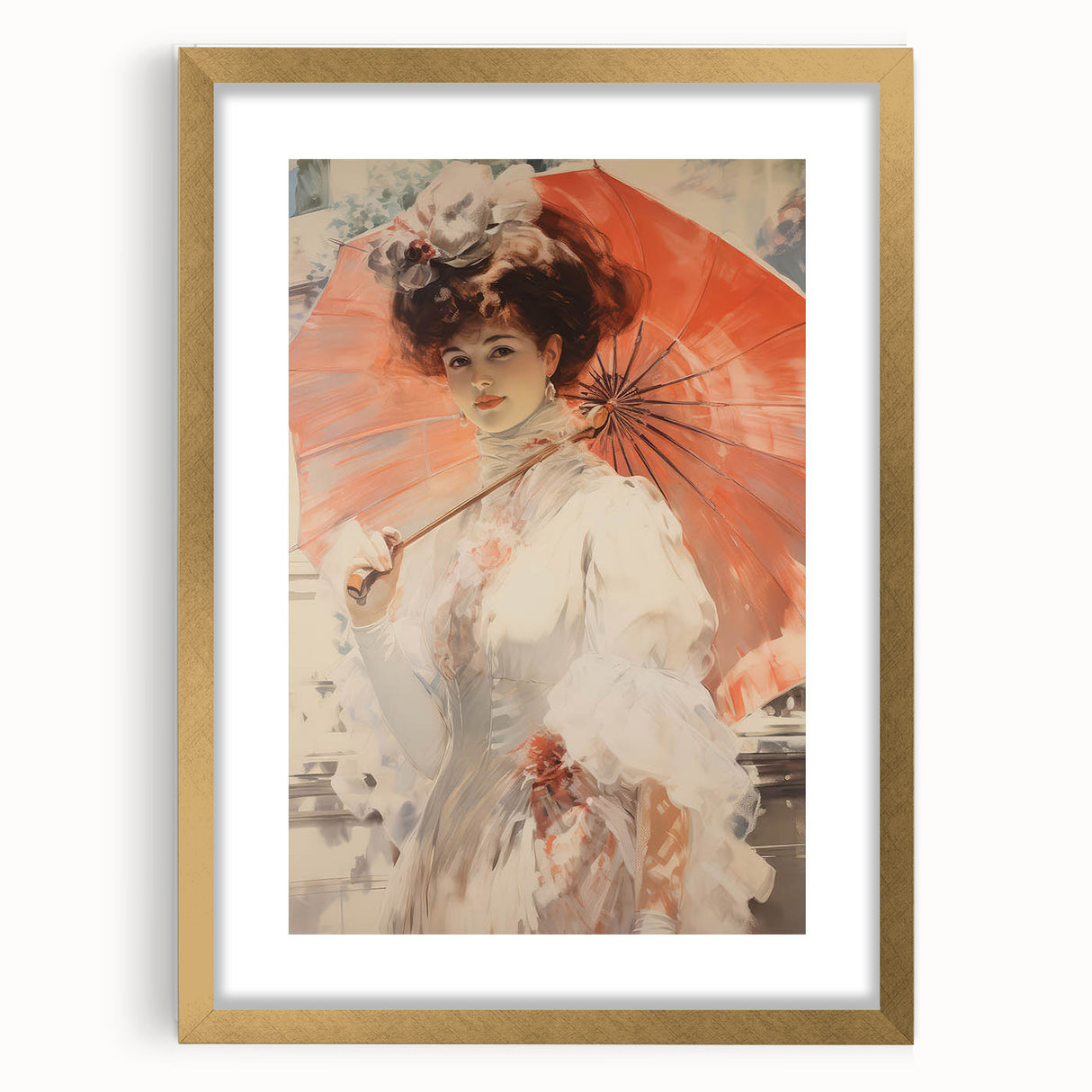 Elegant Vintage Portrait - Timeless Lady with Parasol Wall Art