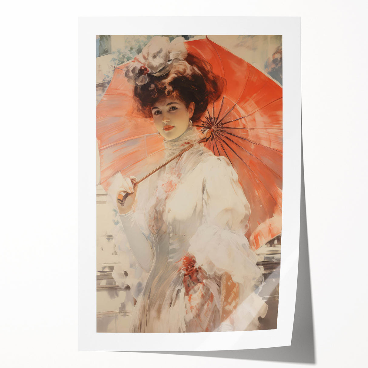 Elegant Vintage Portrait - Timeless Lady with Parasol Wall Art