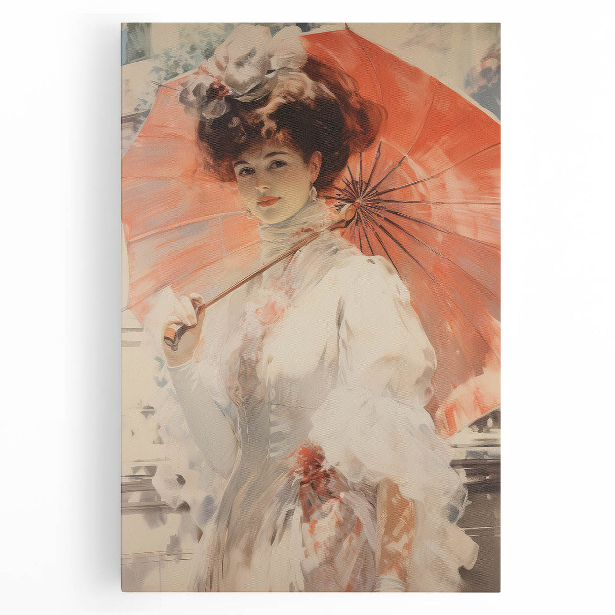 Elegant Vintage Portrait - Timeless Lady with Parasol Wall Art