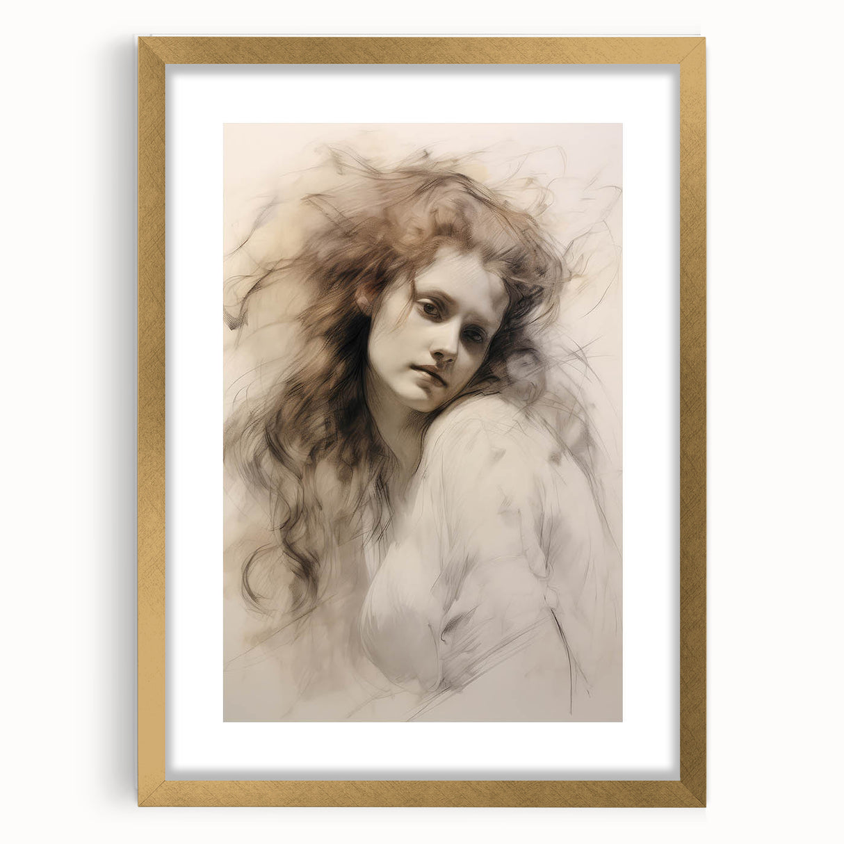 Timeless Vintage Portrait - Ethereal Woman Sketch Wall Art