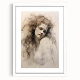 Timeless Vintage Portrait - Ethereal Woman Sketch Wall Art