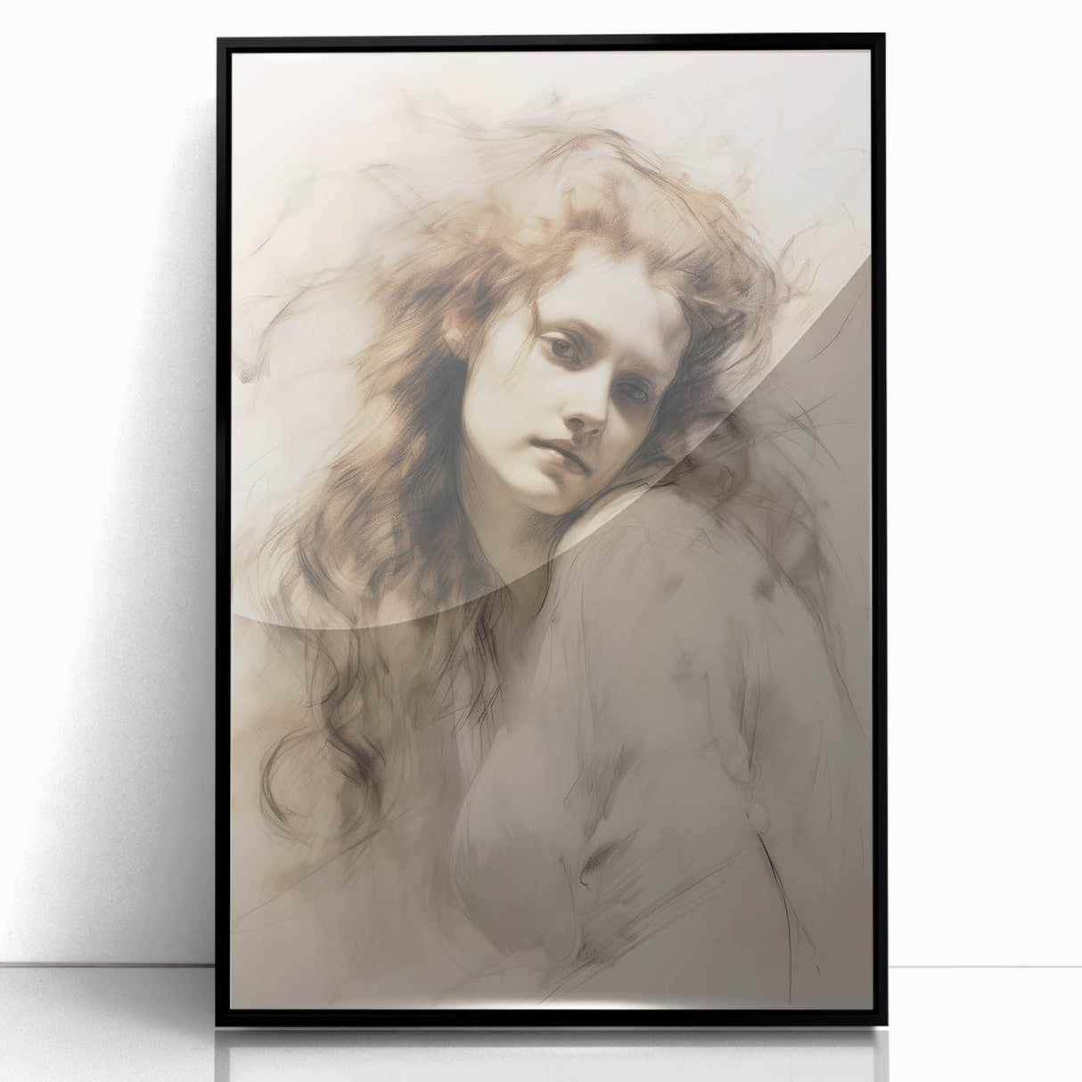 Timeless Vintage Portrait - Ethereal Woman Sketch Wall Art