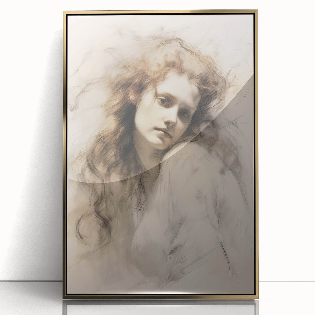 Timeless Vintage Portrait - Ethereal Woman Sketch Wall Art