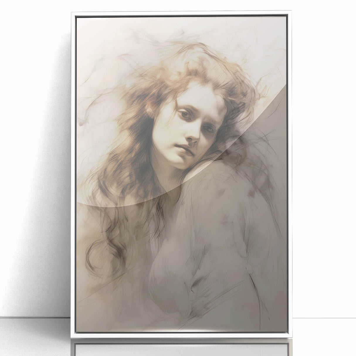 Timeless Vintage Portrait - Ethereal Woman Sketch Wall Art