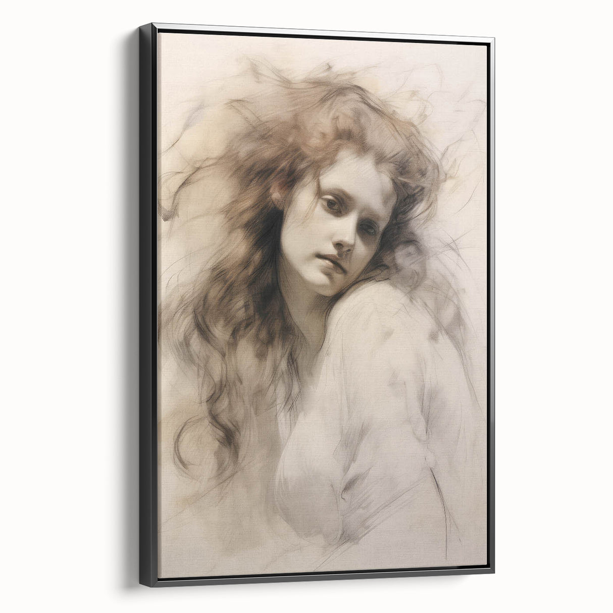 Timeless Vintage Portrait - Ethereal Woman Sketch Wall Art