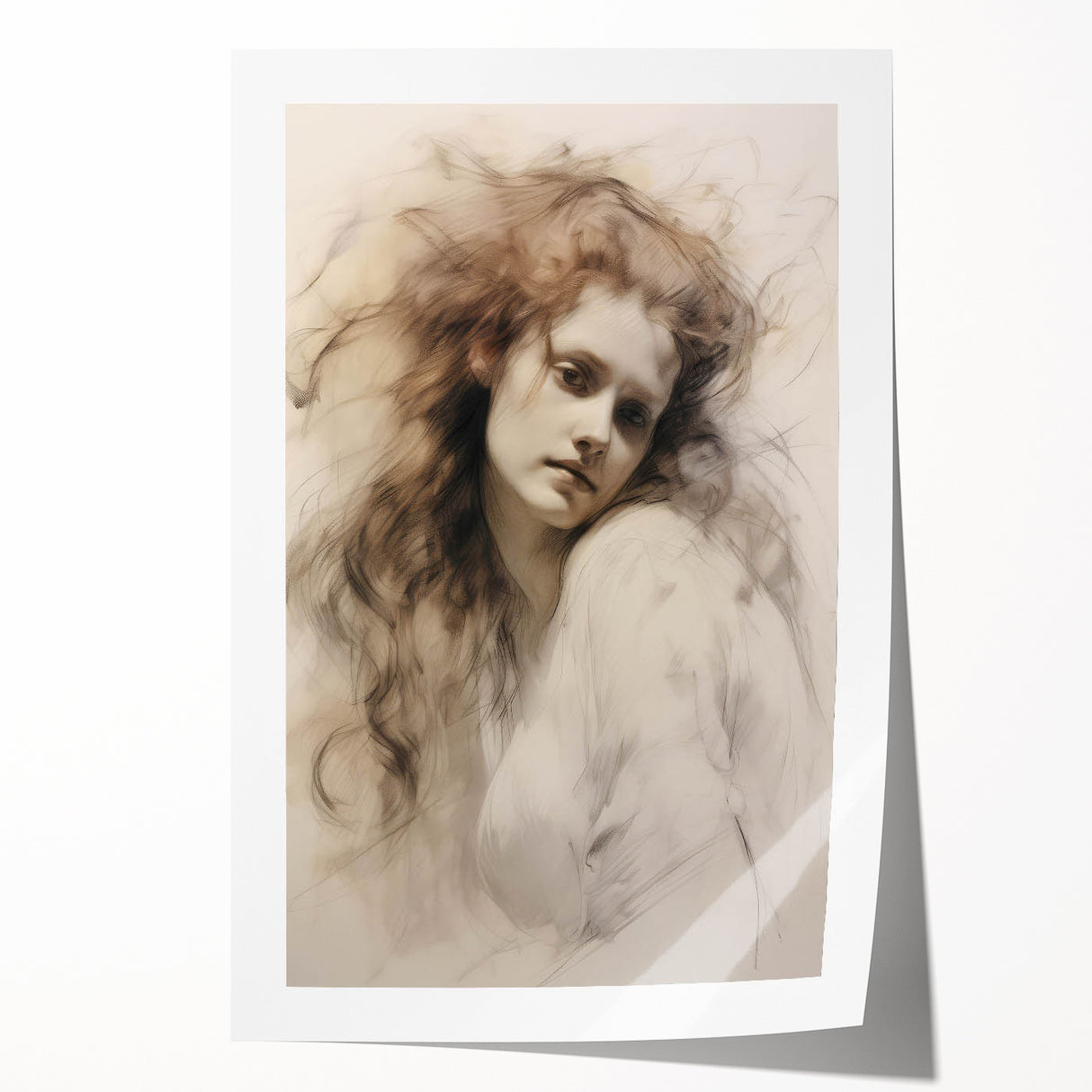 Timeless Vintage Portrait - Ethereal Woman Sketch Wall Art