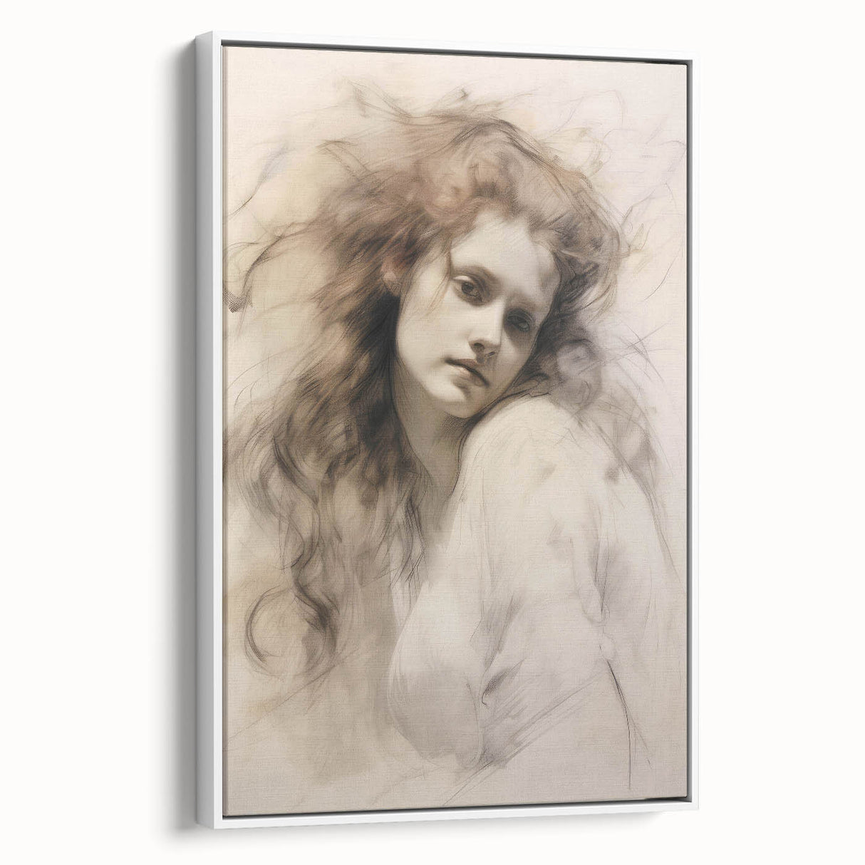 Timeless Vintage Portrait - Ethereal Woman Sketch Wall Art