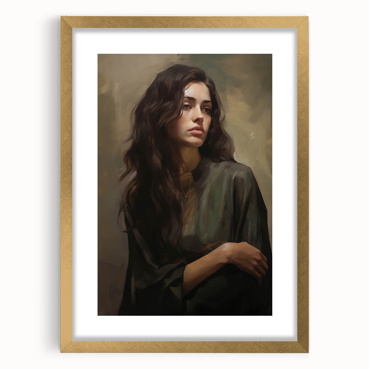Classic Portrait Artwork - Timeless Woman in Deep Tones Wall Art