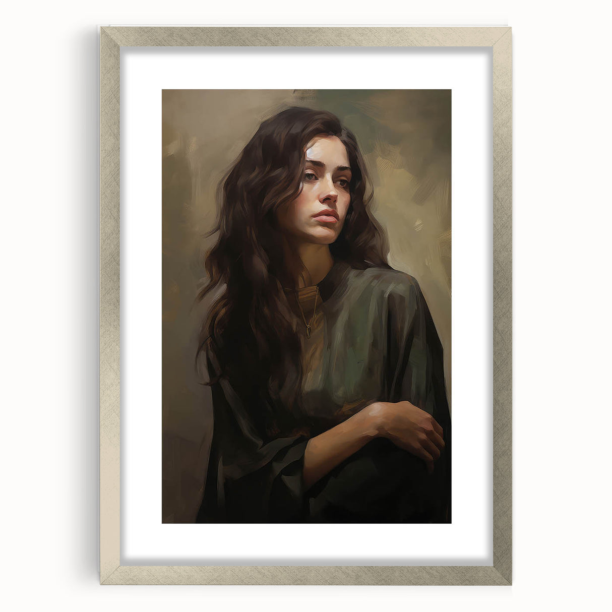 Classic Portrait Artwork - Timeless Woman in Deep Tones Wall Art