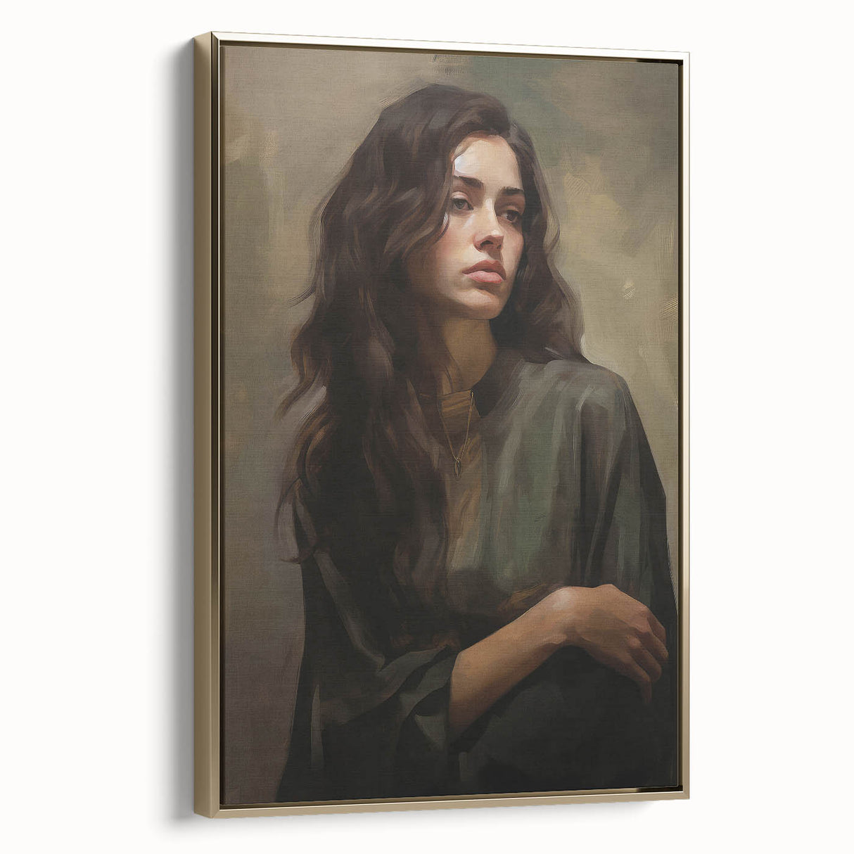 Classic Portrait Artwork - Timeless Woman in Deep Tones Wall Art