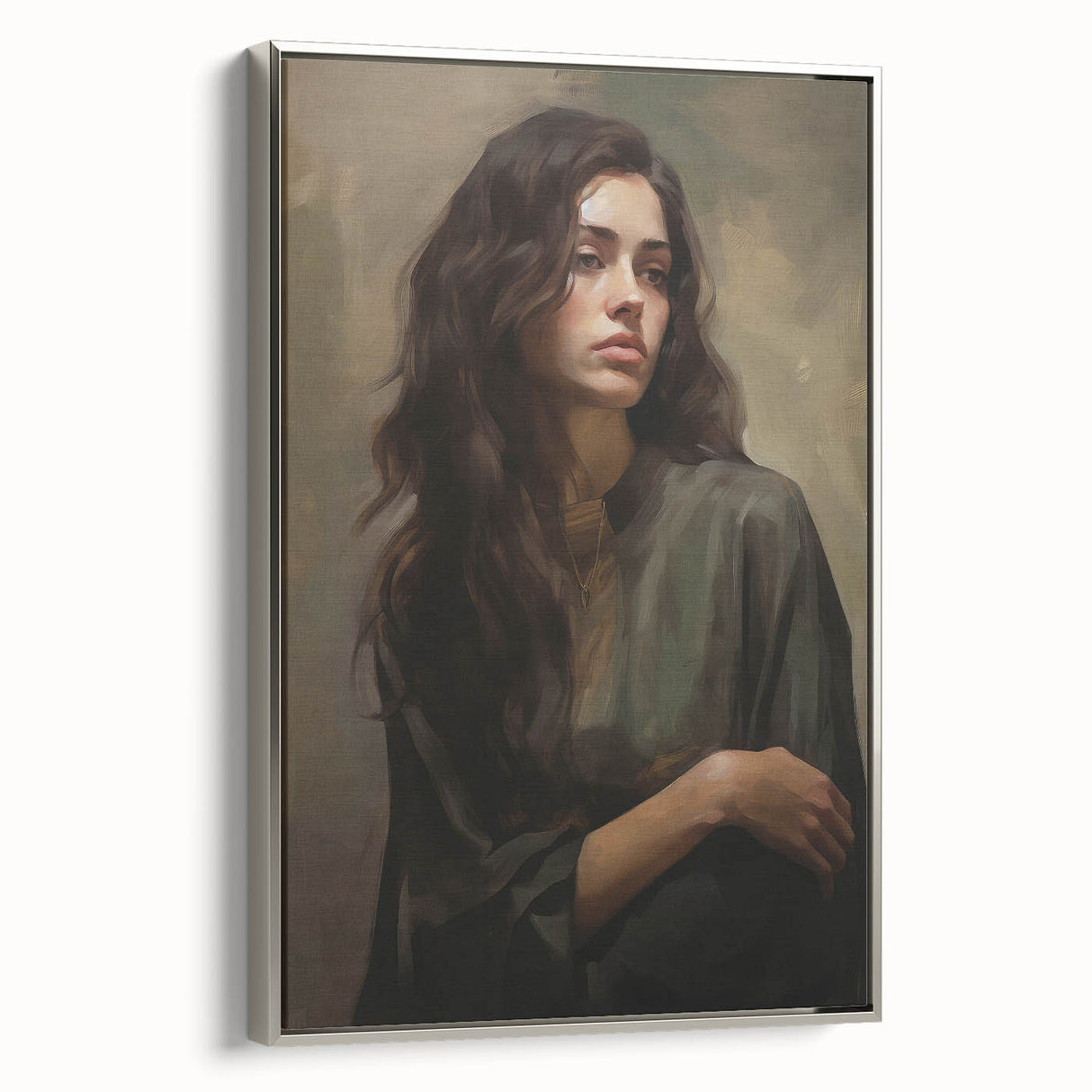Classic Portrait Artwork - Timeless Woman in Deep Tones Wall Art