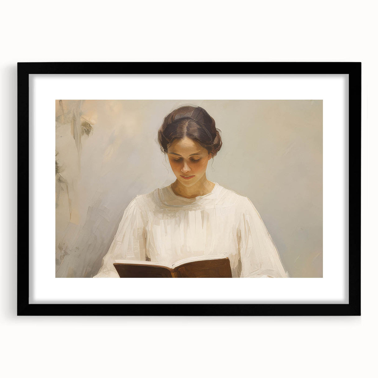 Vintage Portrait Art | Woman Reading in Soft Light