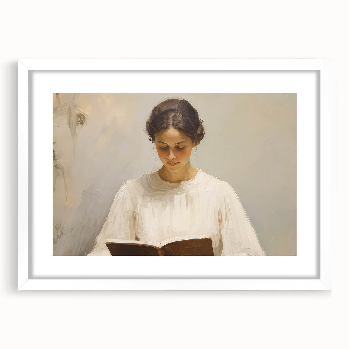 Vintage Portrait Art | Woman Reading in Soft Light
