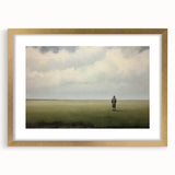 Vintage Portrait Art | Man in Vast Field Under Cloudy Sky