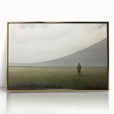 Vintage Portrait Art | Man in Vast Field Under Cloudy Sky