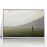 Vintage Portrait Art | Man in Vast Field Under Cloudy Sky