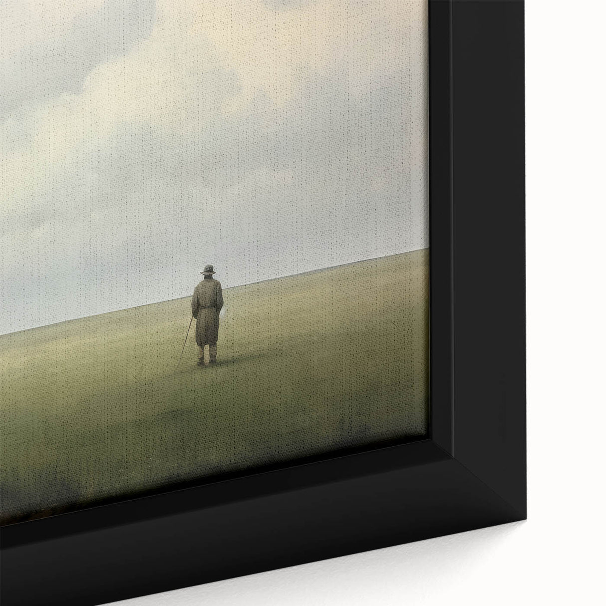 Vintage Portrait Art | Man in Vast Field Under Cloudy Sky