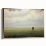 Vintage Portrait Art | Man in Vast Field Under Cloudy Sky