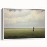 Vintage Portrait Art | Man in Vast Field Under Cloudy Sky