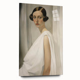 Elegant Vintage Portrait - Art Deco Woman in White Wall Art