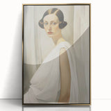 Elegant Vintage Portrait - Art Deco Woman in White Wall Art