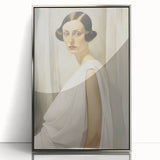 Elegant Vintage Portrait - Art Deco Woman in White Wall Art