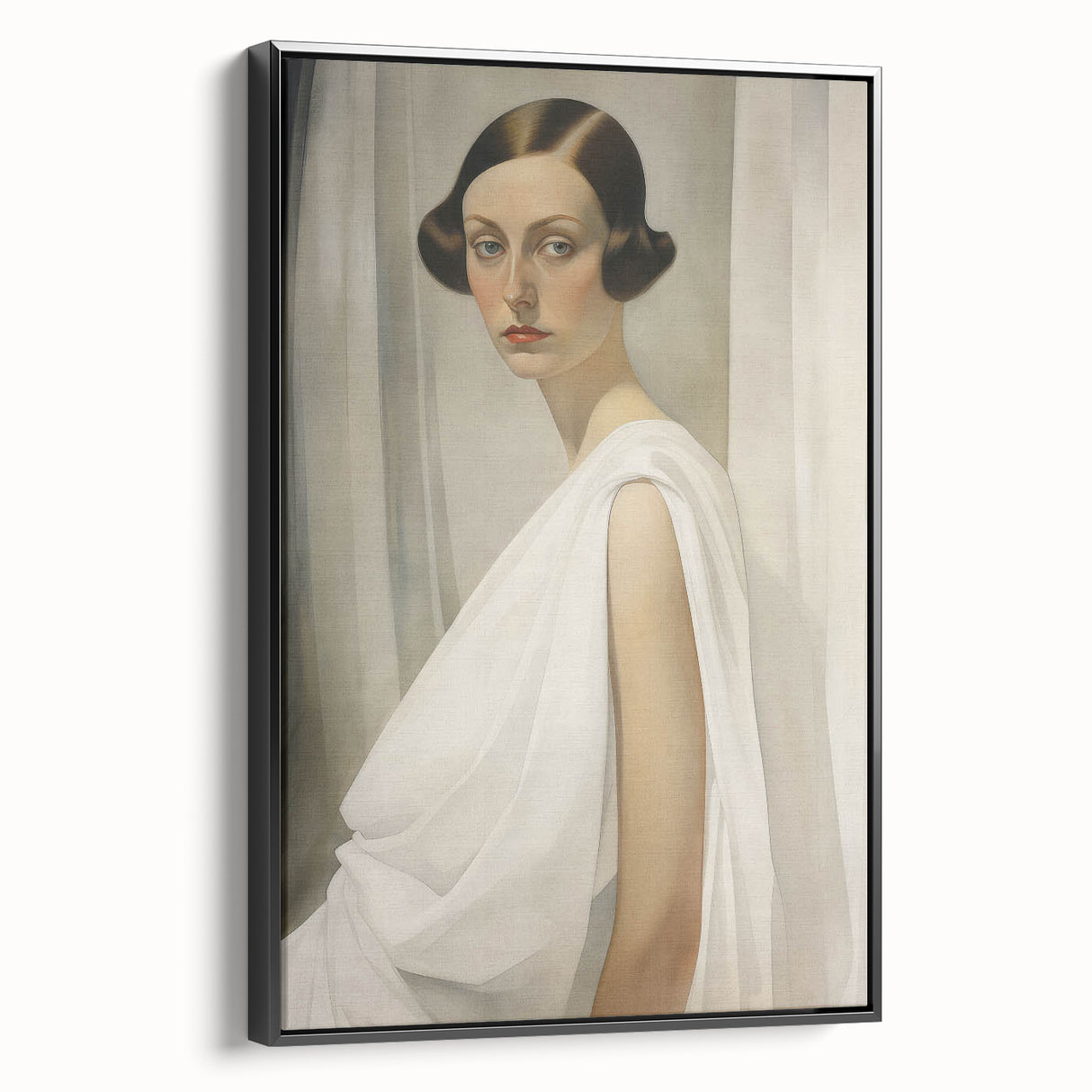 Elegant Vintage Portrait - Art Deco Woman in White Wall Art