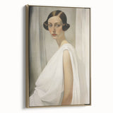 Elegant Vintage Portrait - Art Deco Woman in White Wall Art