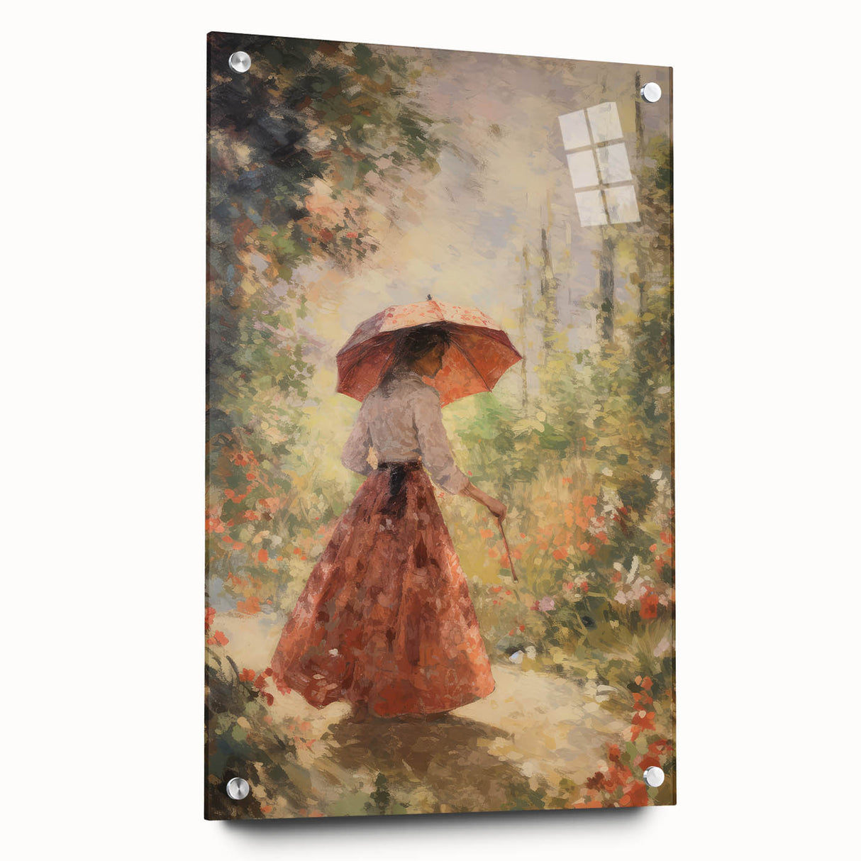 Vintage Portrait Art - Elegant Retro Lady in Garden Canvas Print