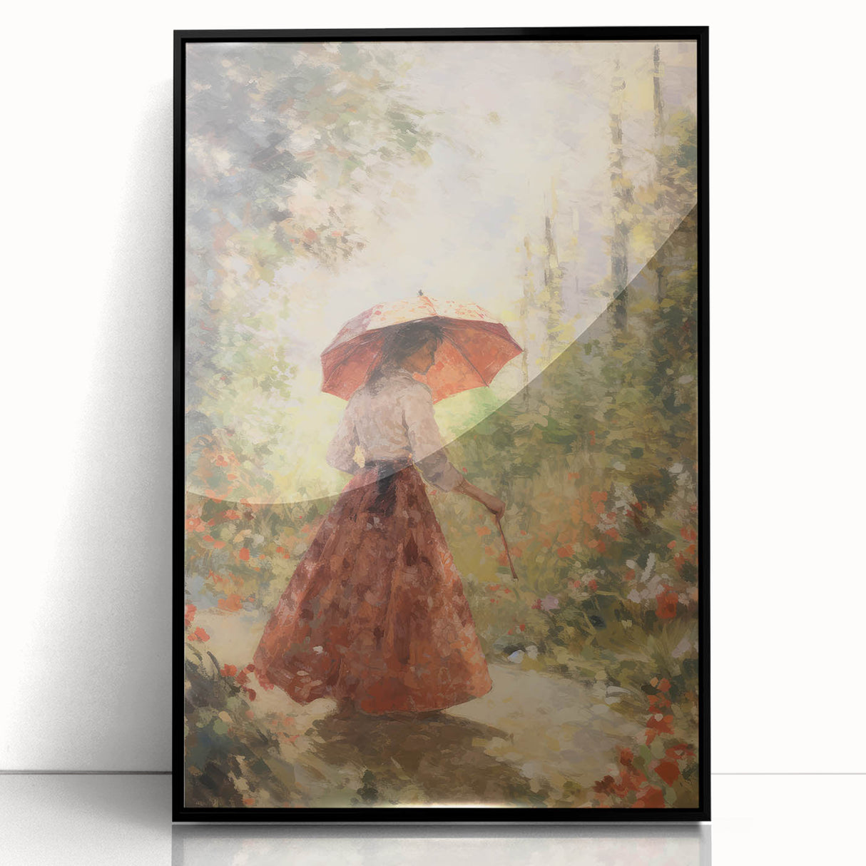 Vintage Portrait Art - Elegant Retro Lady in Garden Canvas Print