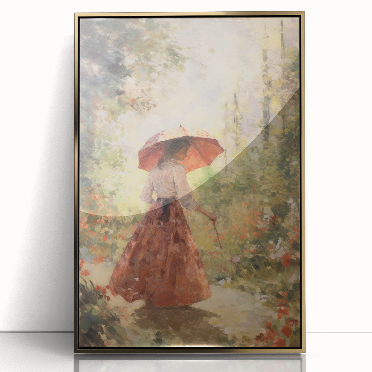 Vintage Portrait Art - Elegant Retro Lady in Garden Canvas Print